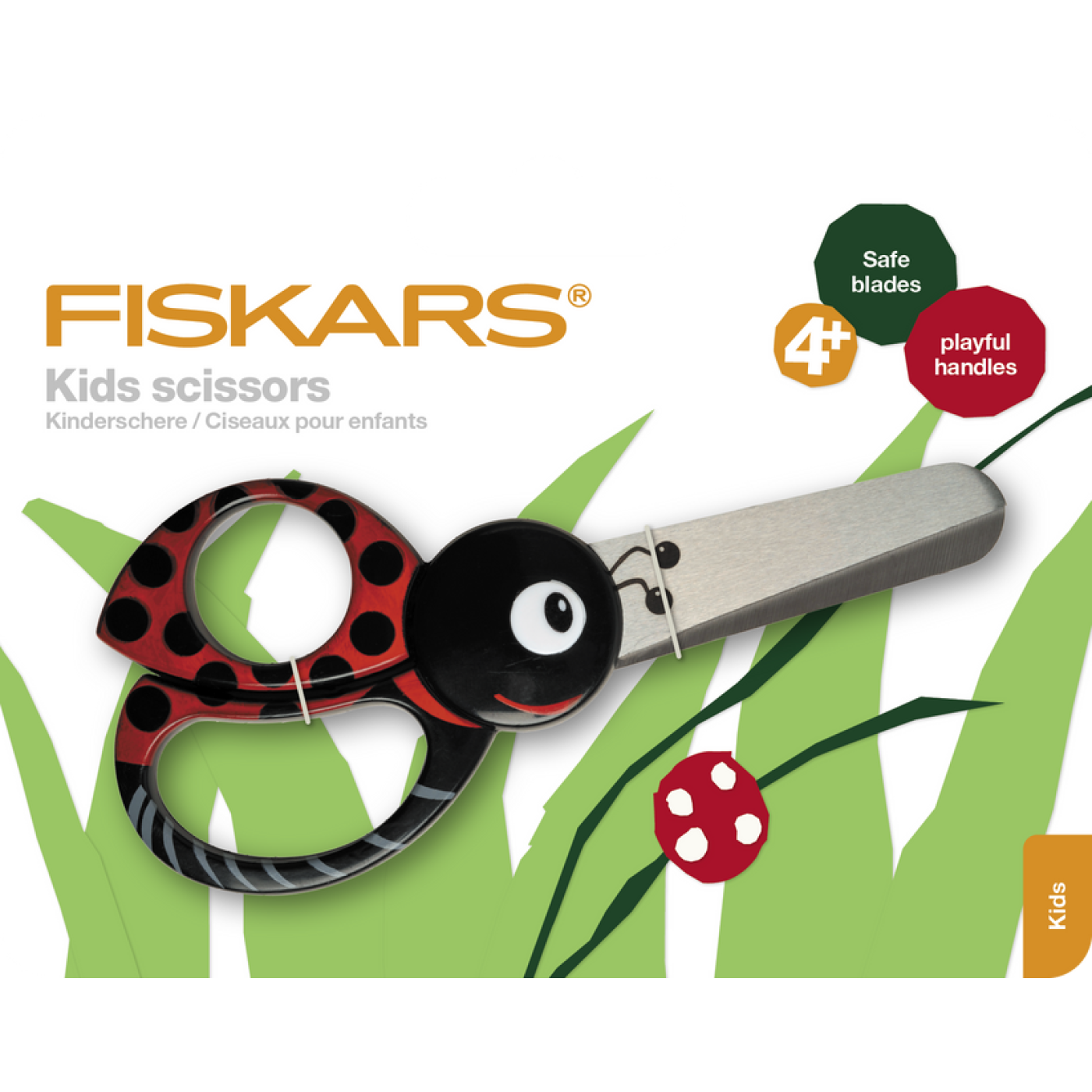 Fiskars Çocuk Makası - UĞUR BÖCEĞİ (Sol ve Sağ el Kullanımı) - 1212 - 8690000001613