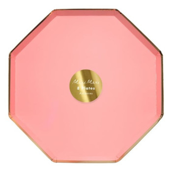 Meri Meri - Neon Coral Plates - Neon Mercan Tabaklar - L - 8'Li Meri Meri - Neon Coral Plates - Neon Mercan Tabaklar - L - 8'Li