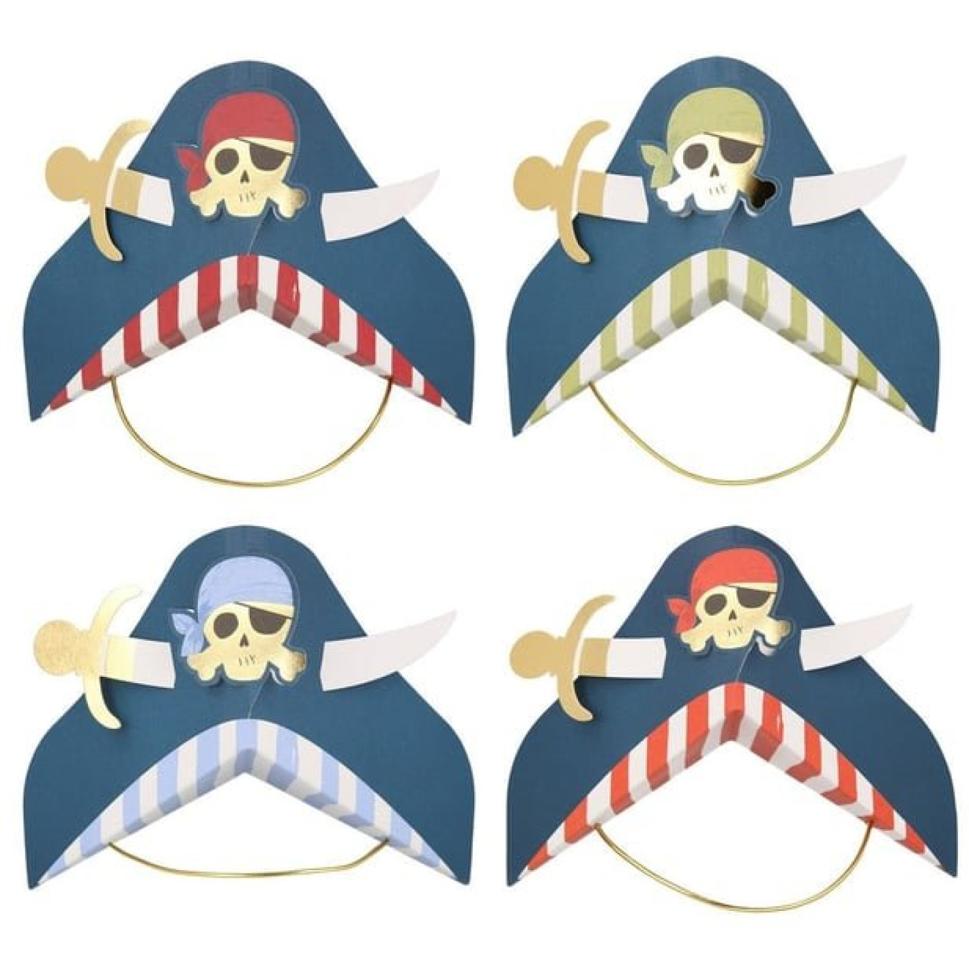 Meri Meri - Blue Pirate Party Hats - Korsan Parti Şapkaları - 8li Meri Meri - Blue Pirate Party Hats - Korsan Parti Şapkaları - 8li