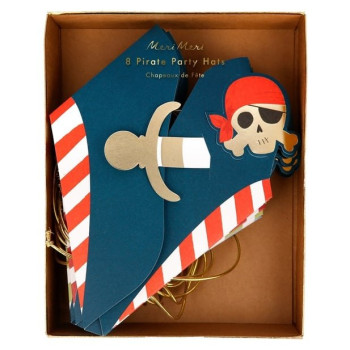 Meri Meri - Blue Pirate Party Hats - Korsan Parti Şapkaları - 8'Li Meri Meri - Blue Pirate Party Hats - Korsan Parti Şapkaları - 8'Li