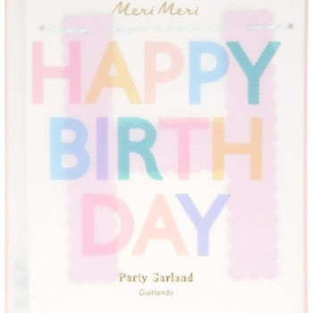 Meri Meri - Tırtıklı Pastel Happy Birthday Asılan Süs