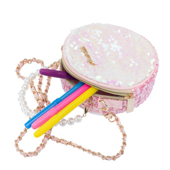 Girabrilla - Işıltılı Yuvarlak Omuz Çanta Beyaz/Pembe Girabrilla - Işıltılı Yuvarlak Omuz Çanta Beyaz/Pembe