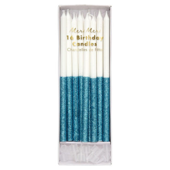 Meri Meri - Blue Glitter Dipped Candles - Mavi Simli Mumlar Meri Meri - Blue Glitter Dipped Candles - Mavi Simli Mumlar