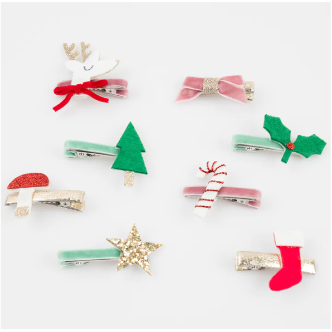 Meri Meri - Christmas Icon Hair Clips Yeni yıl motifli tokalar 8li Meri Meri - Christmas Icon Hair Clips Yeni yıl motifli tokalar 8li