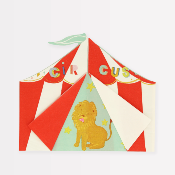 Meri Meri - Circus Shaped Big Top Napkins - Şekilli Sirk Peçete (16'Lı)