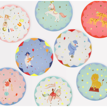 Meri Meri - Circus Side Plates - Sirk Tabaklar (M) (X8) Meri Meri - Circus Side Plates - Sirk Tabaklar (M) (X8)