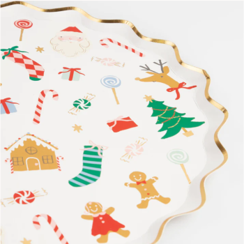 Meri Meri - Jolly Christmas Side Plates - Yeni Yıl Tabaklar (M) (8'li)