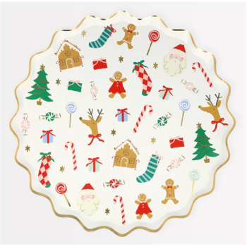 Meri Meri - Jolly Christmas Side Plates - Yeni Yıl Tabaklar (M) (8'li)