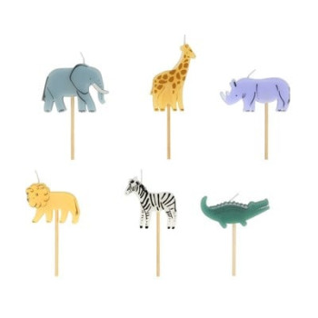 Meri Meri - Mini Safari Animal Candles - Mini Safari Hayvan Mumları - 6'Lı Meri Meri - Mini Safari Animal Candles - Mini Safari Hayvan Mumları - 6'Lı