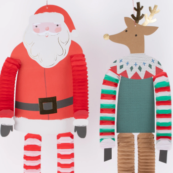 Meri Meri - Noel Baba ve Ren Geyiği Asılan Süsler - 4 Adet