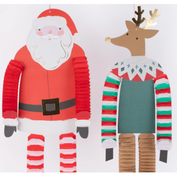 Meri Meri - Noel Baba ve Ren Geyiği Asılan Süsler - 4 Adet Meri Meri - Noel Baba ve Ren Geyiği Asılan Süsler - 4 Adet
