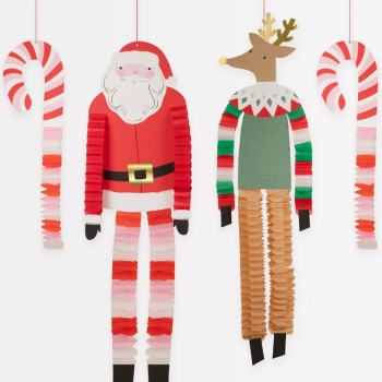 Meri Meri - Noel Baba ve Ren Geyiği Asılan Süsler - 4 Adet