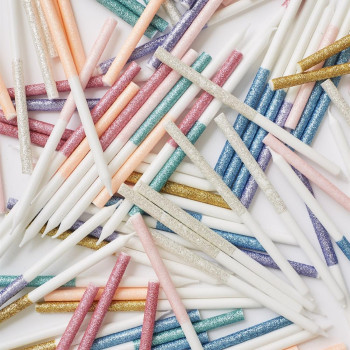 Meri Meri - Pale Pink Glitter Dipped Candles - Açık Pembe Simli Mumlar Meri Meri - Pale Pink Glitter Dipped Candles - Açık Pembe Simli Mumlar