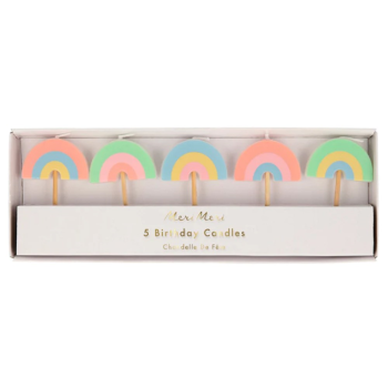 Meri Meri - Rainbow Candles - Gökkuşağı Mumlar - 5Li