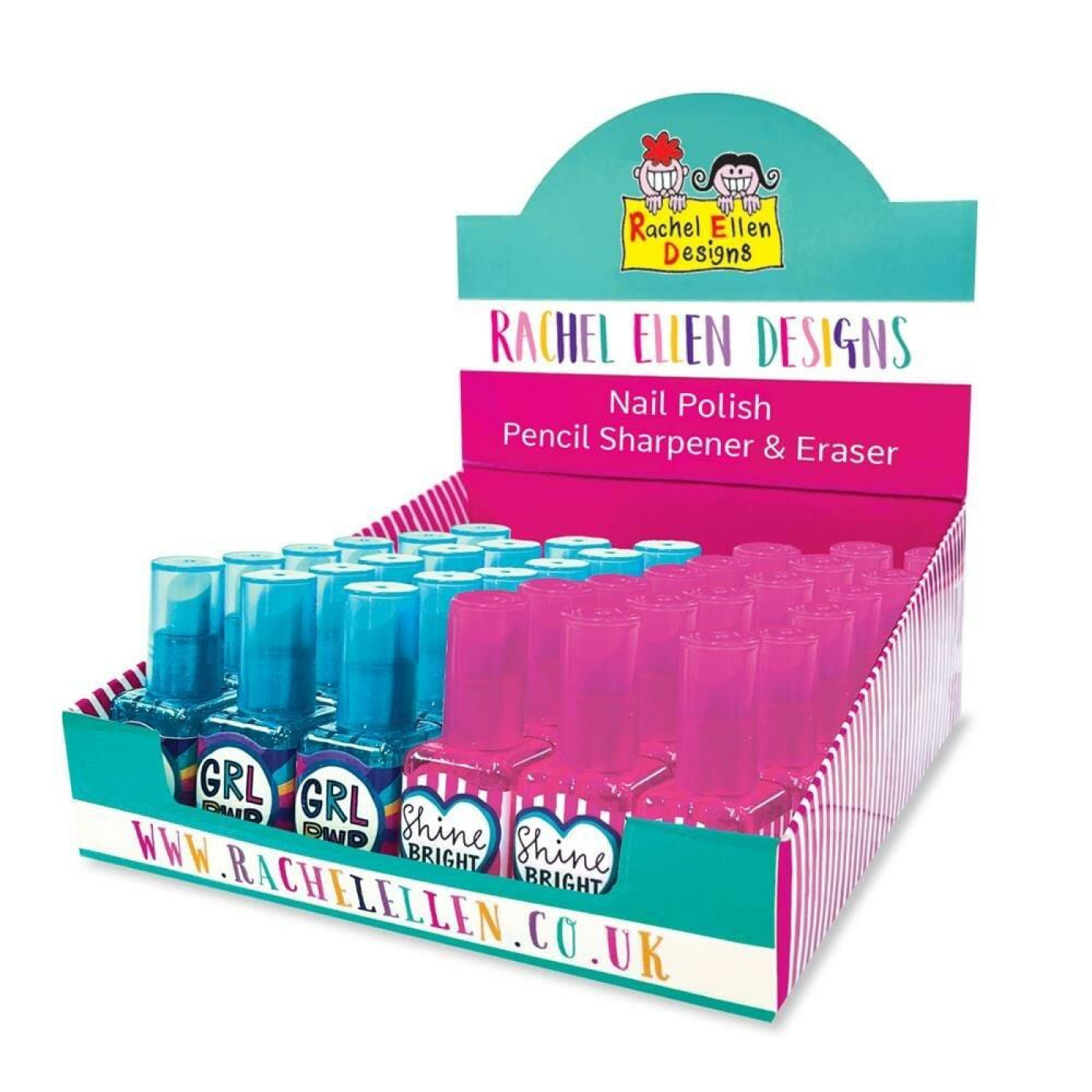 Rachel Ellen - Design Oje Şekilli Silgi Ve Kalemtıraş / Shine Bright     - NAILMERCH1STD - 5055040881947