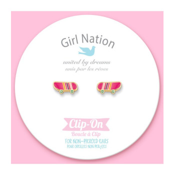 Girl Nation - Clıp On Cutie Earrings- Sassy Skateboard