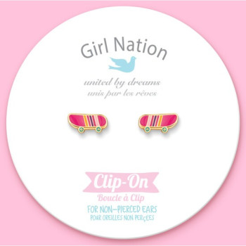 Girl Nation - Clıp On Cutie Earrings- Sassy Skateboard