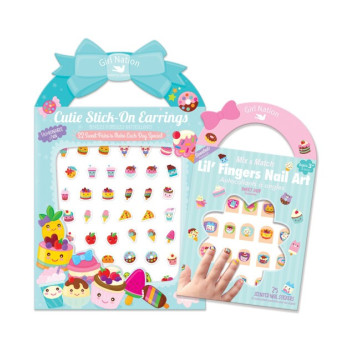 Cutie Stick-On Earrings And Nail Sticker Girly Gift Set- Sweet Shop