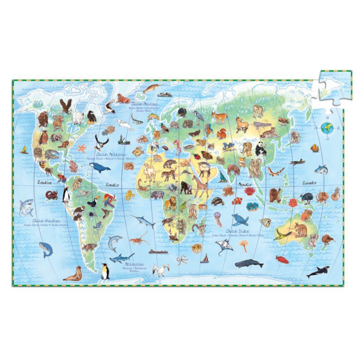 Djeco Klasik Puzzle 100 Parça - WorldS Animals - 3070900074200 - 3070900074200
