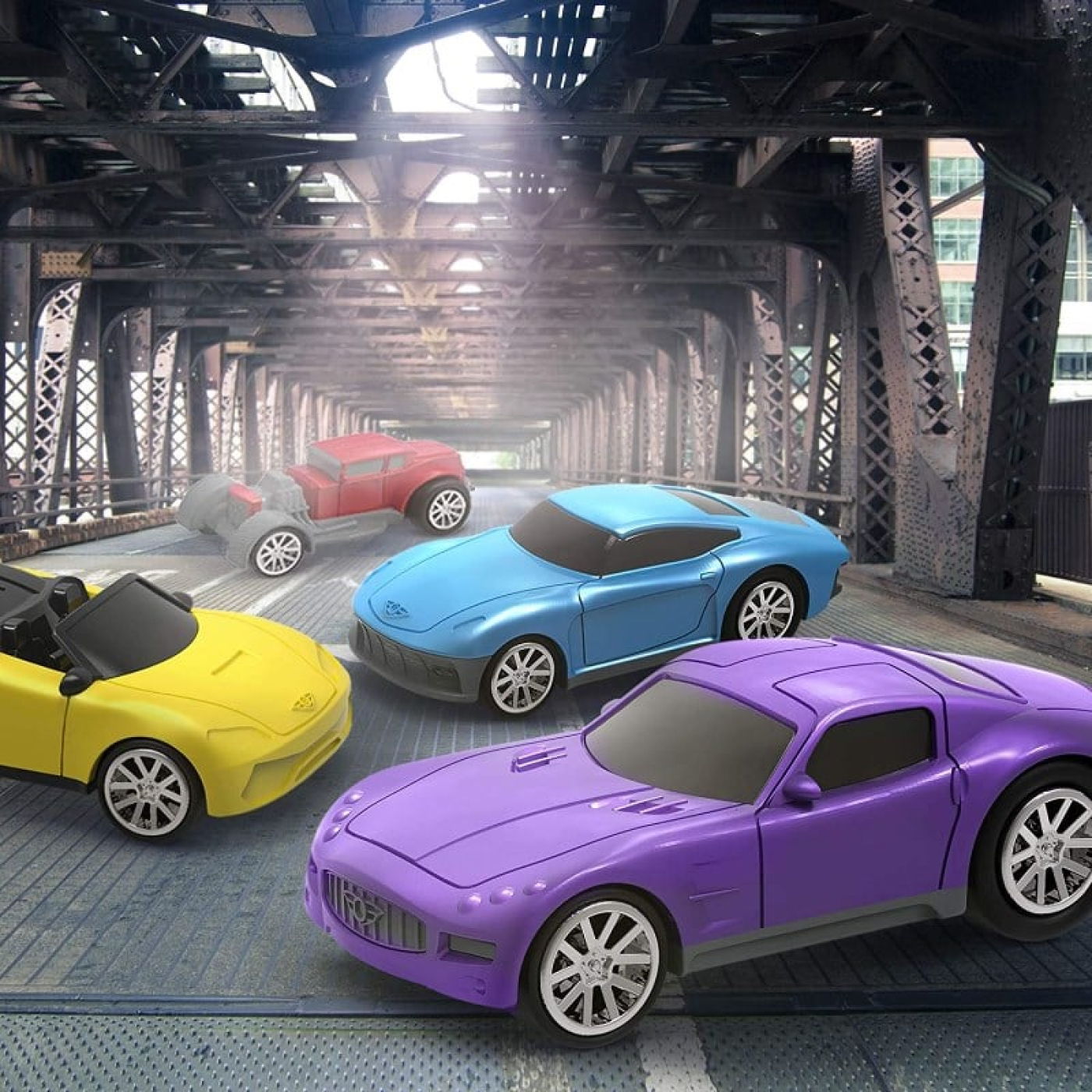 Driven 4Lü Çek Bırak Araba Seti - Mavi, Kırmızı, Mor, Sarı - WH1125Z - 062243423060