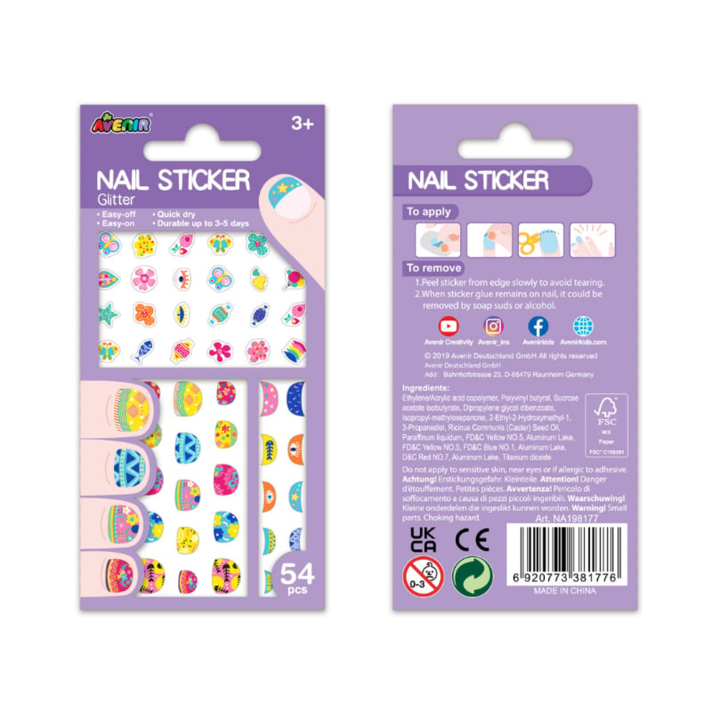 Avenir Simli Tırnak Çıkartmaları - Flower - NA198177 - 6920773381776