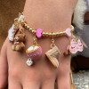 CHARM IT! Gold Pink Heart Stretch Bead Bracelet /Genişleyen Boncuk Bilezik - CIBB121 - 794187097846