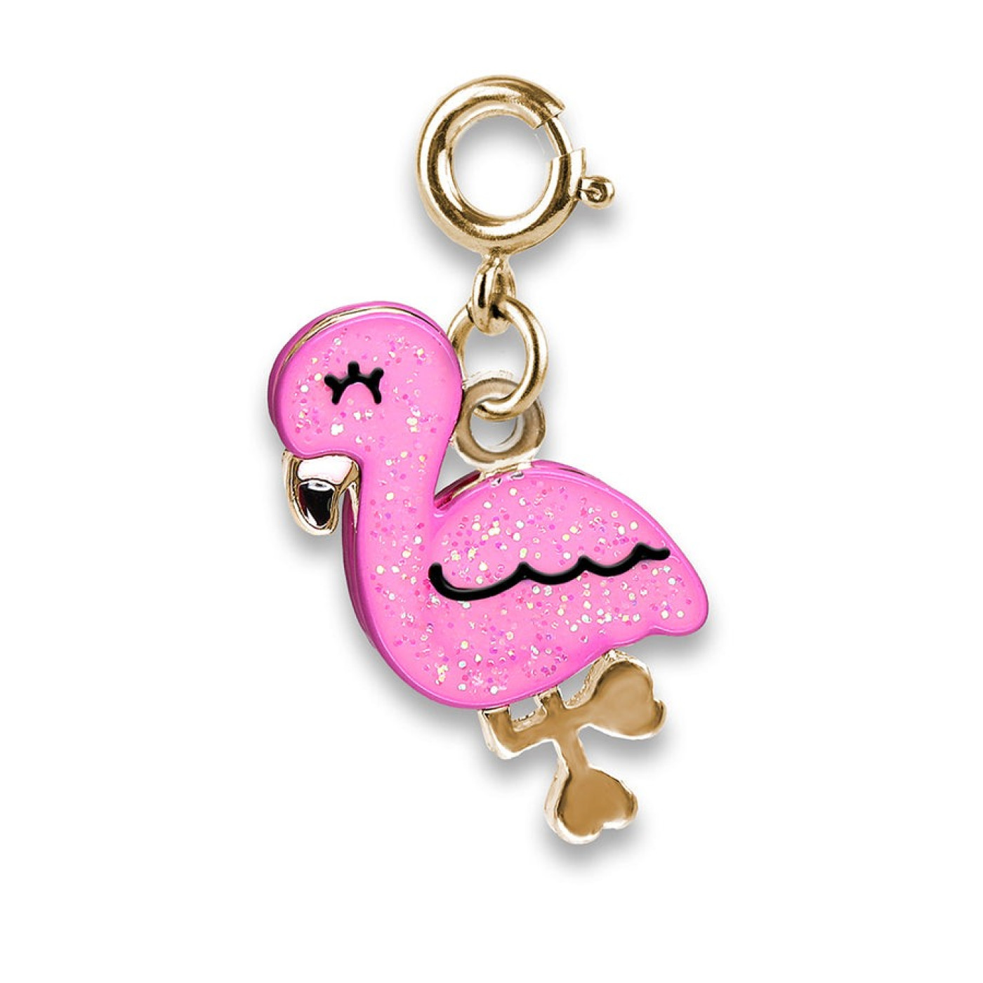 Gold Glitter Flamingo Charm - CICC1368 - 794187081692