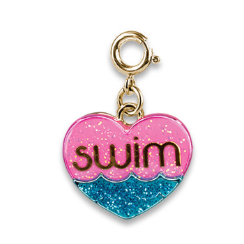 Charm it - Gold Glitter Swim Heart Charm