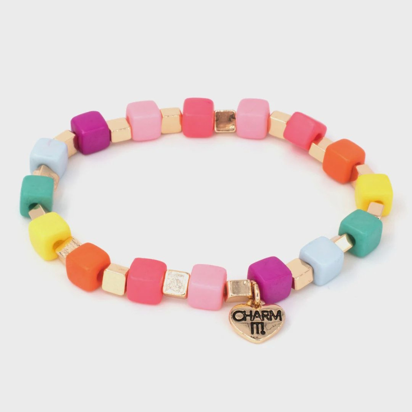 CHARM IT! Gold Multi Cube Stretch Bead Bracelet /Genişleyen Boncuk Bilezik - CIBB202 - 794187088714