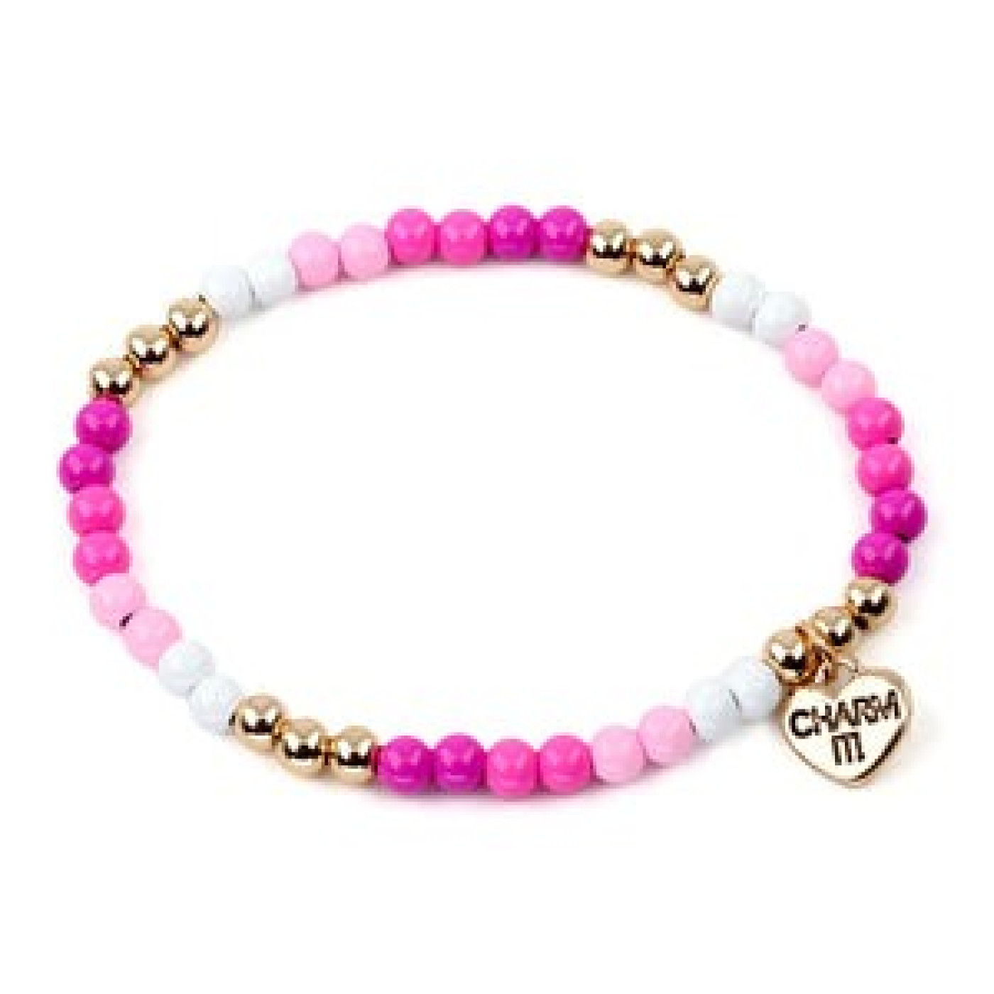 CHARM IT! Gold Pink Stretch Bead Bracelet - ST01144 - 794187100379