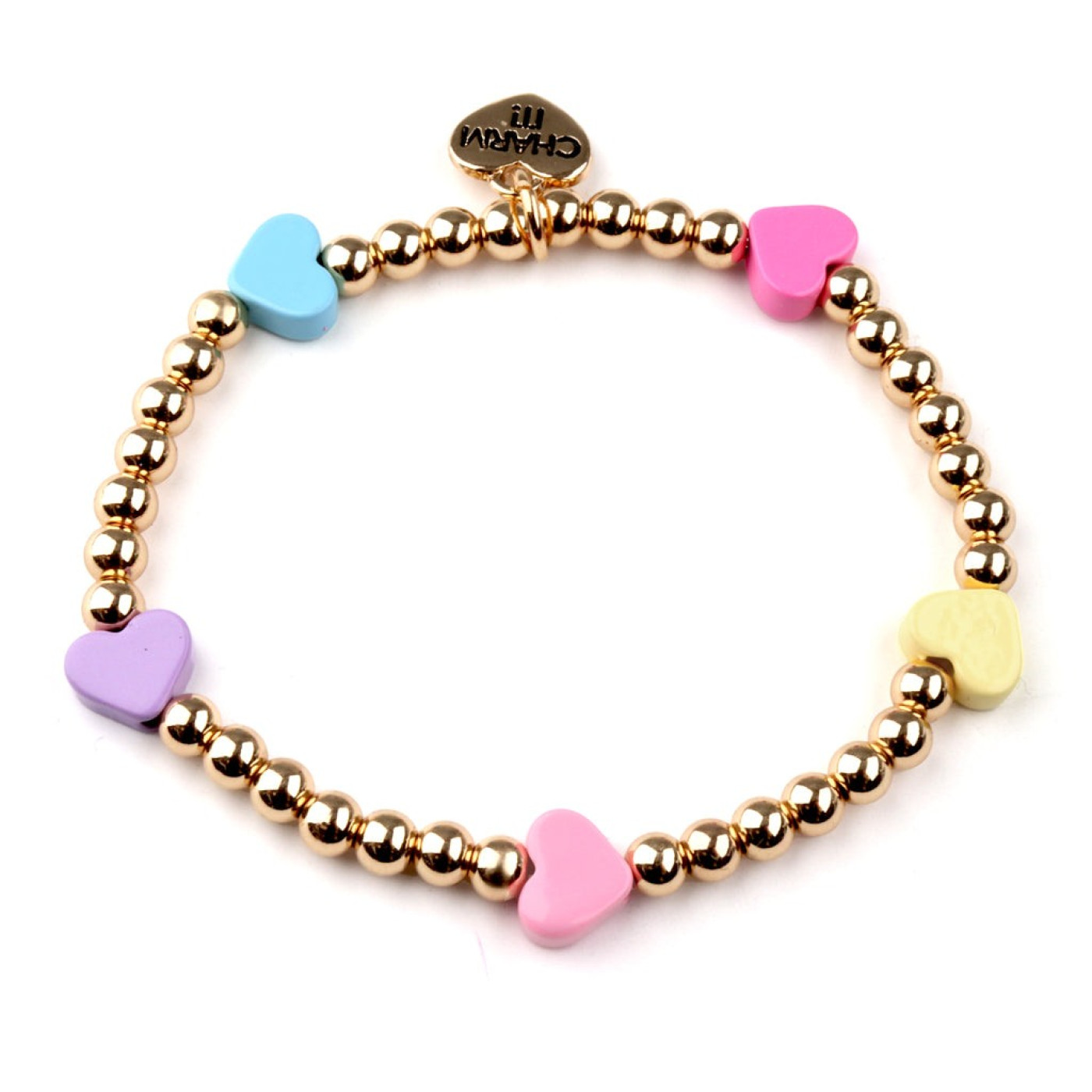 CHARM IT! Gold Multi Heart Stretch Bead Bracelet /Genişleyen Boncuk Bilezik - CIBB123 - 794187099178
