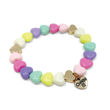 CHARM IT! Gold Pastel Stretch Bead Bracelet