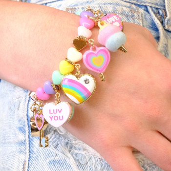 CHARM IT! Gold Pastel Stretch Bead Bracelet