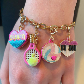 Charm it - Gold Glitter Swim Heart Charm