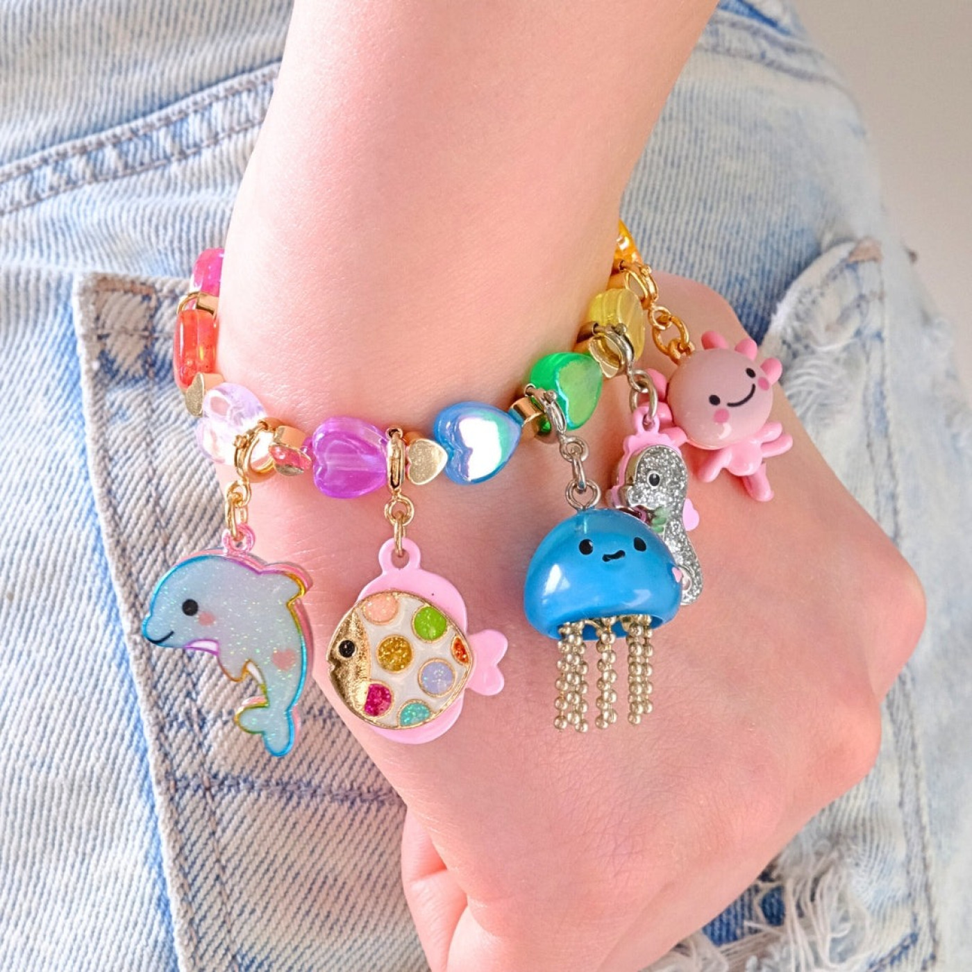 Gold Glitter Tie-Dye Dolphin Charm - 794187093756 - 794187093756