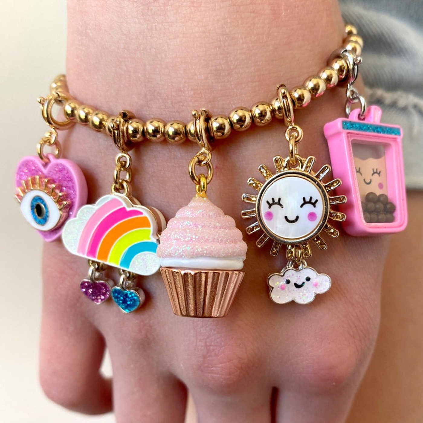 Charm It! Gold Stretch Bead Bracelet /Genişleyen Boncuk Bilezik - CIBB103-4 - 794187079965