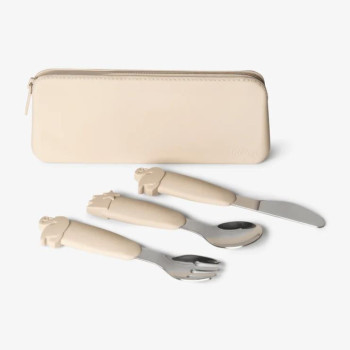 Citron Çantalı Silikon Saplı Paslanmaz Çelik Çatal Bıçak ve Kaşık Takımı - Beige  Citron Çantalı Silikon Saplı Paslanmaz Çelik Çatal Bıçak ve Kaşık Takımı - Beige