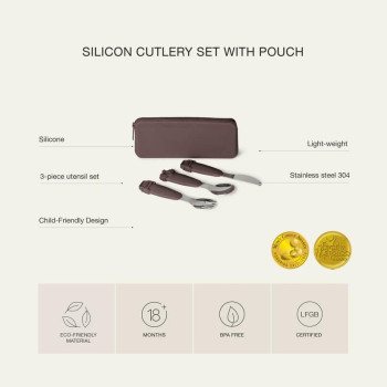 Citron Çantalı Silikon Saplı Paslanmaz Çelik Çatal Bıçak ve Kaşık Takımı - Beige  Citron Çantalı Silikon Saplı Paslanmaz Çelik Çatal Bıçak ve Kaşık Takımı - Beige