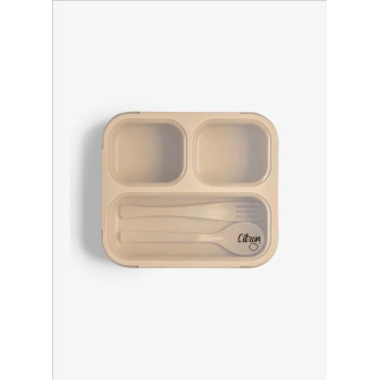 Citron Çatal ve Kaşıklı Bento Beslenme Kutusu Seti - Beige  Citron Çatal ve Kaşıklı Bento Beslenme Kutusu Seti - Beige