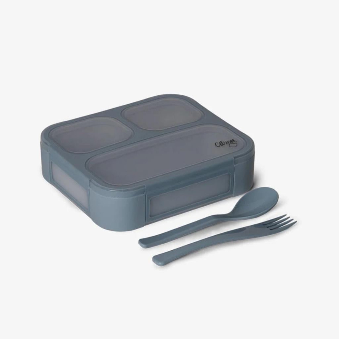 Citron Çatal ve Kaşıklı Bento Beslenme Kutusu Seti - Dusty Blue