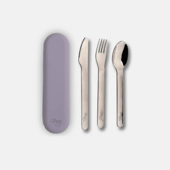 Citron Silikon Kılıflı Paslanmaz Çelik 3'lü Çatal Bıçak Kaşık Takımı - Purple  Citron Silikon Kılıflı Paslanmaz Çelik 3'lü Çatal Bıçak Kaşık Takımı - Purple