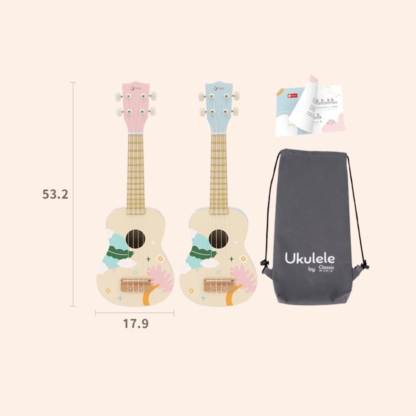 Classic World Ahşap Iris Ukelele - Pembe - ST01089 - 6927049045639