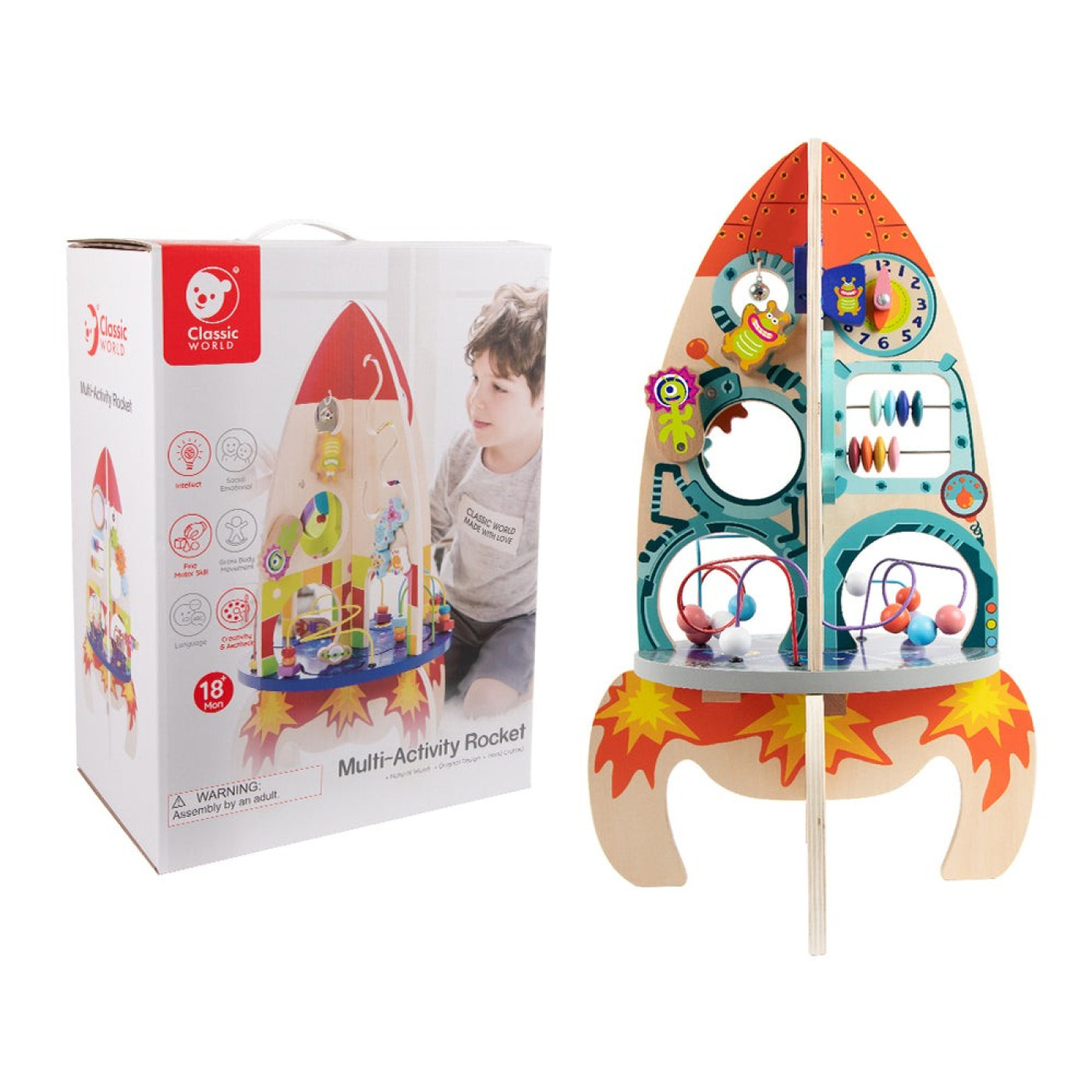 Classic World Ahşap Çoklu Aktivite Oyuncağı - Roket - 6927049000195 Classic World Ahşap Çoklu Aktivite Oyuncağı - Roket - ST01093 - 6927049000195