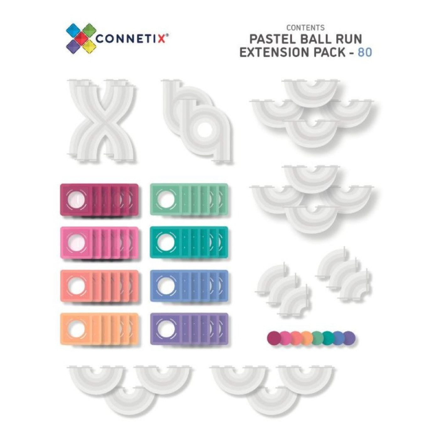 Connetix Pastel Ball Run Expansion Set - 80 Parça - CON-EU-P80BR - 850036293125