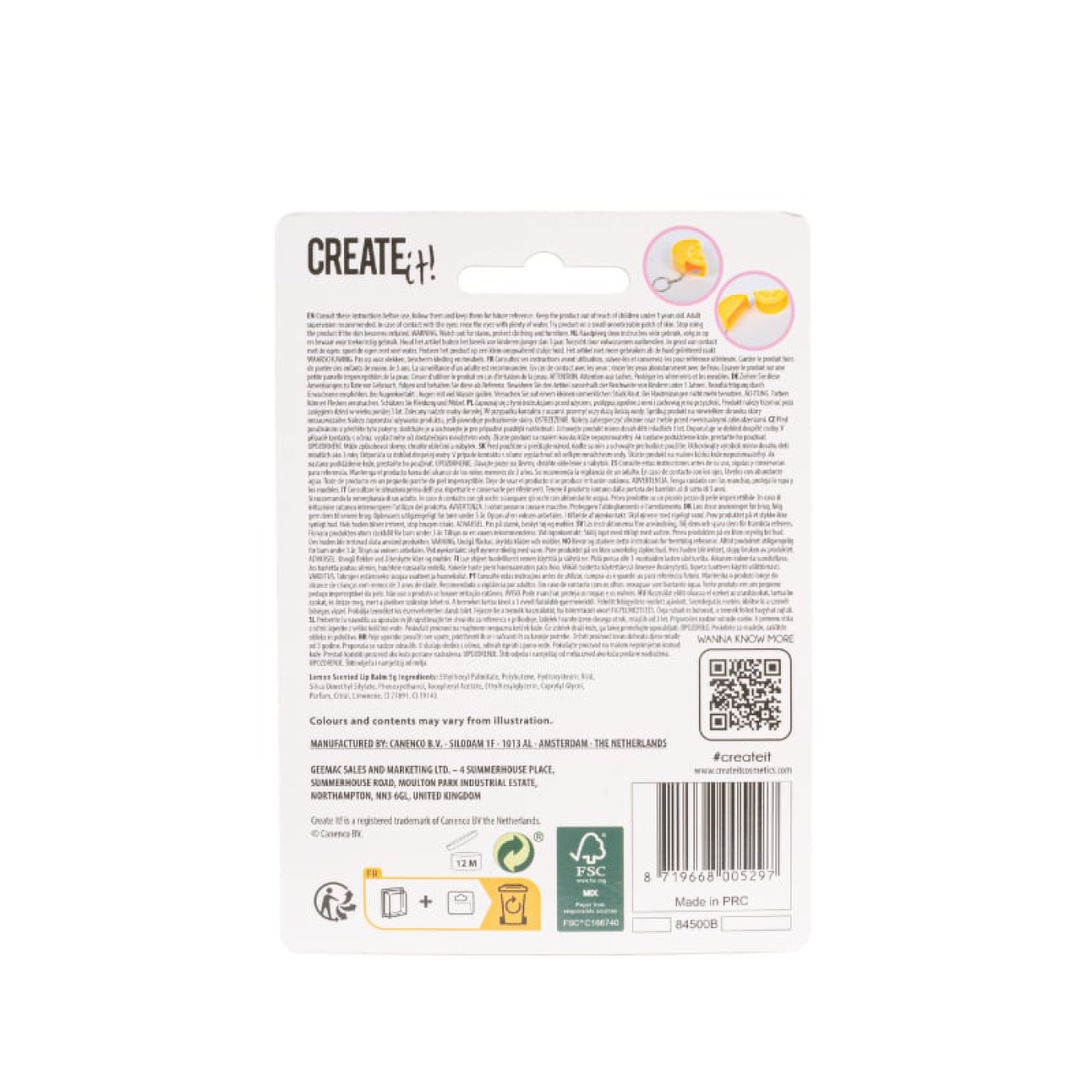 Create It Kokulu Dudak Balmı Anahtarlık - Limon