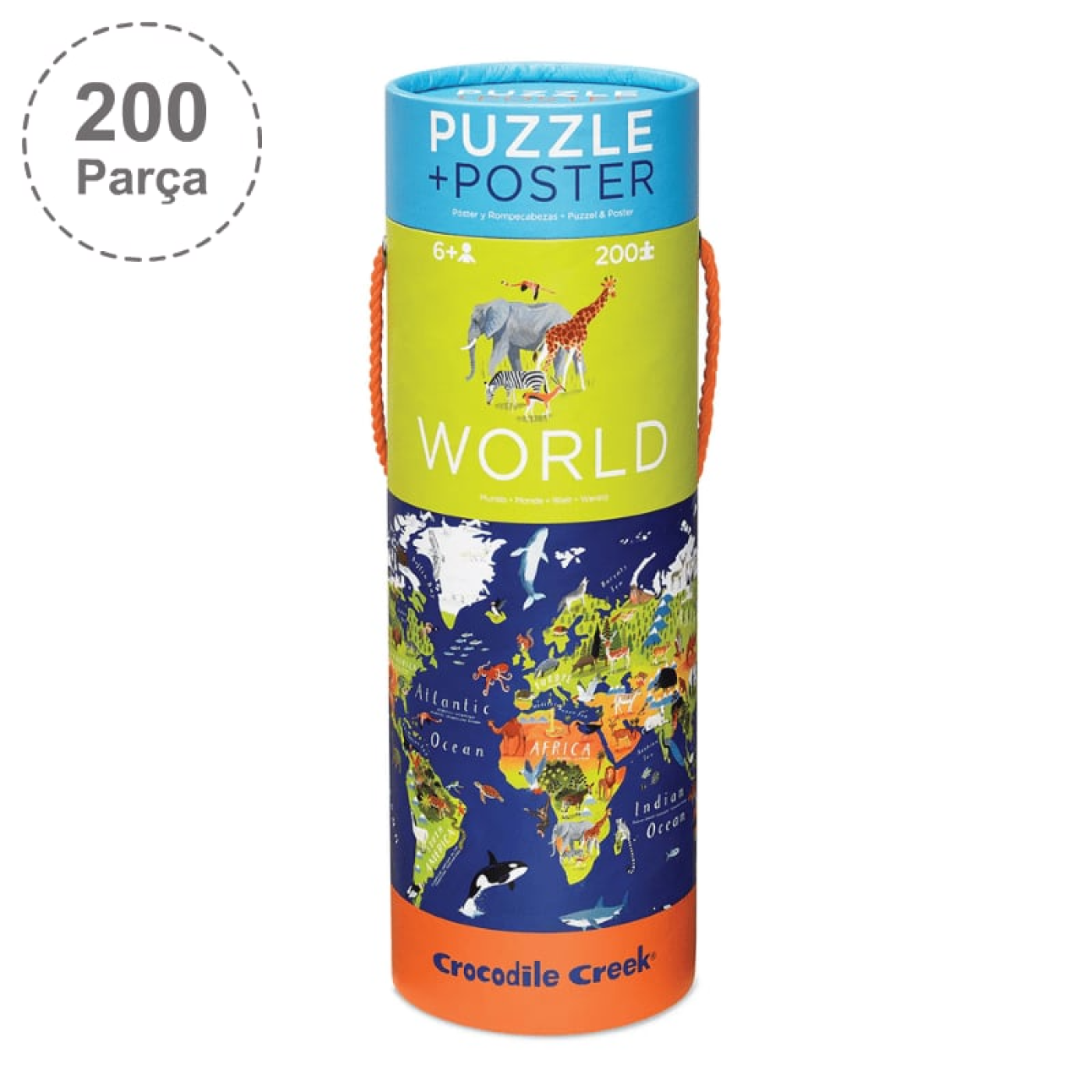 Crocodile Creek Poster Puzzle - 200 Parça - Dünya