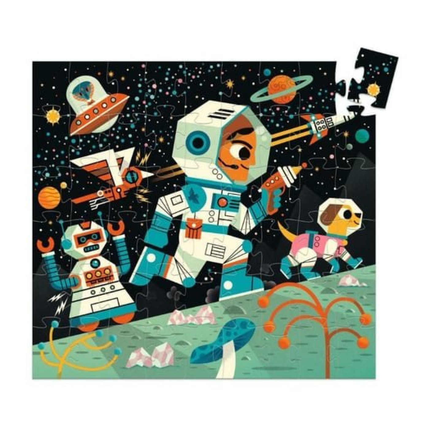 Djeco Dekoratif Puzzle 54 Parça - Space Station - DJ07291 - 3070900072916