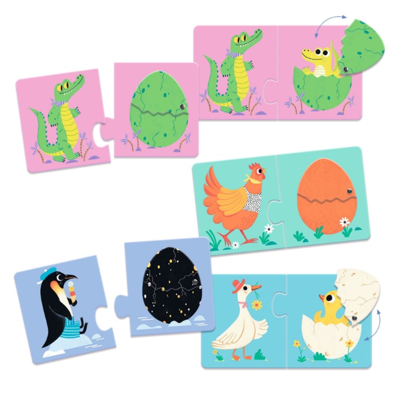 Djeco İkili Puzzle - Funny Eggs - DJ08193 - 3070900081932