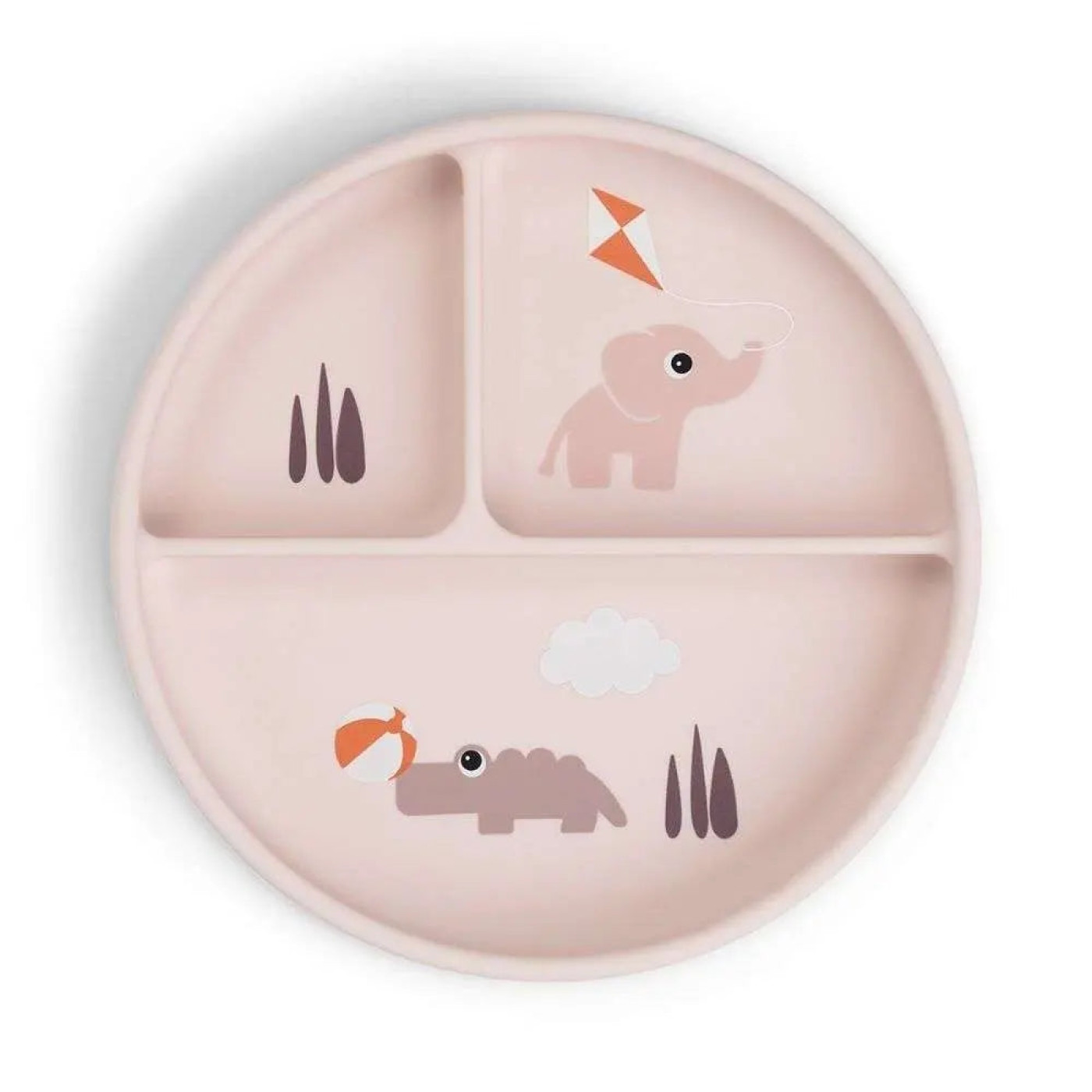 Done by Deer - Playground - Vakumlu Bölmeli Silikon Tabak - Pembe