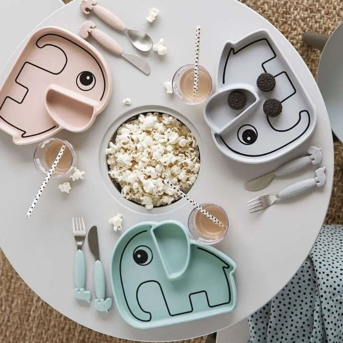 Done by Deer - Elphee - Vakumlu Bölmeli Silikon Tabak - Pembe